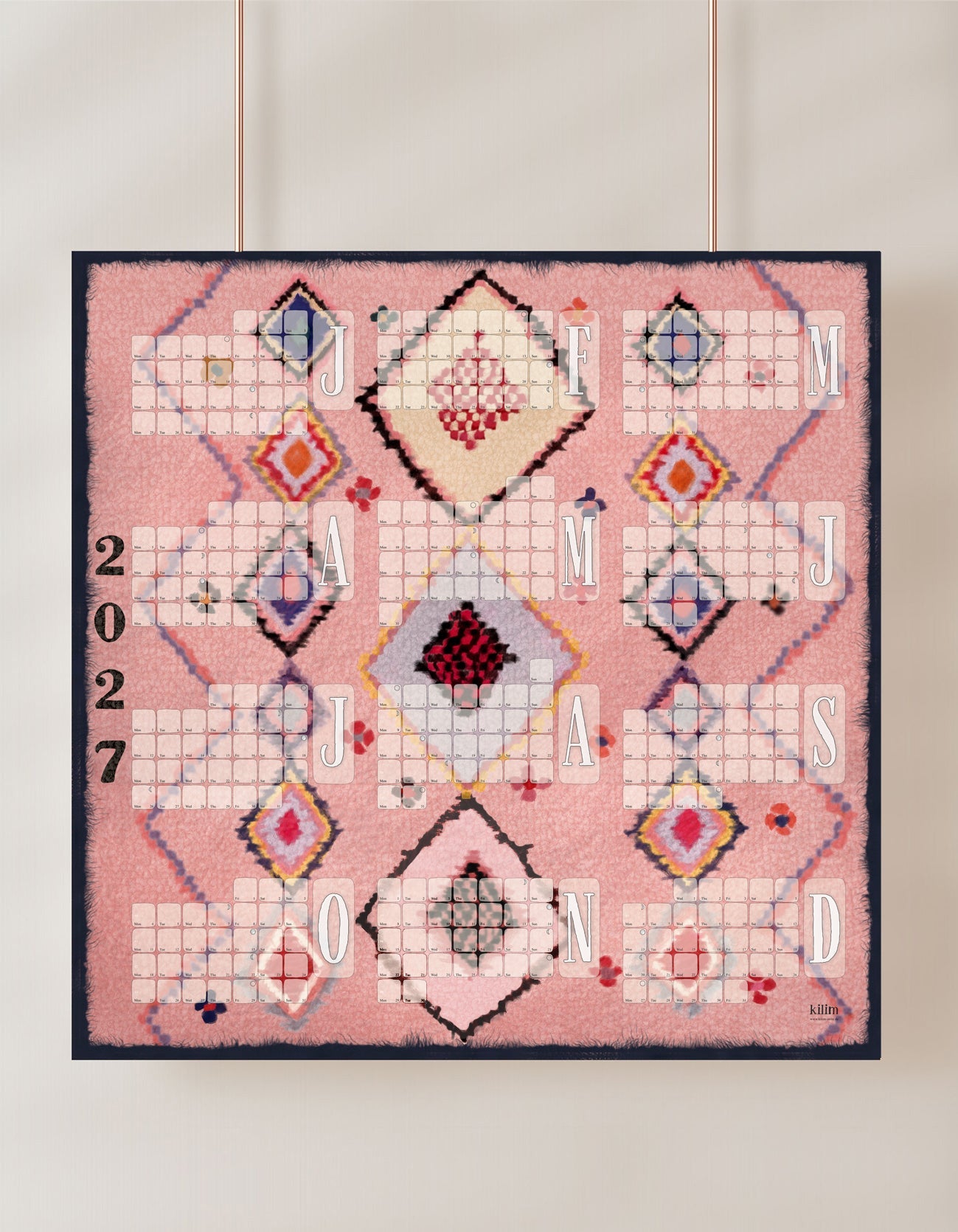 Fine Art Wandkalender // Berber Babouche pastellrosa - Kilim