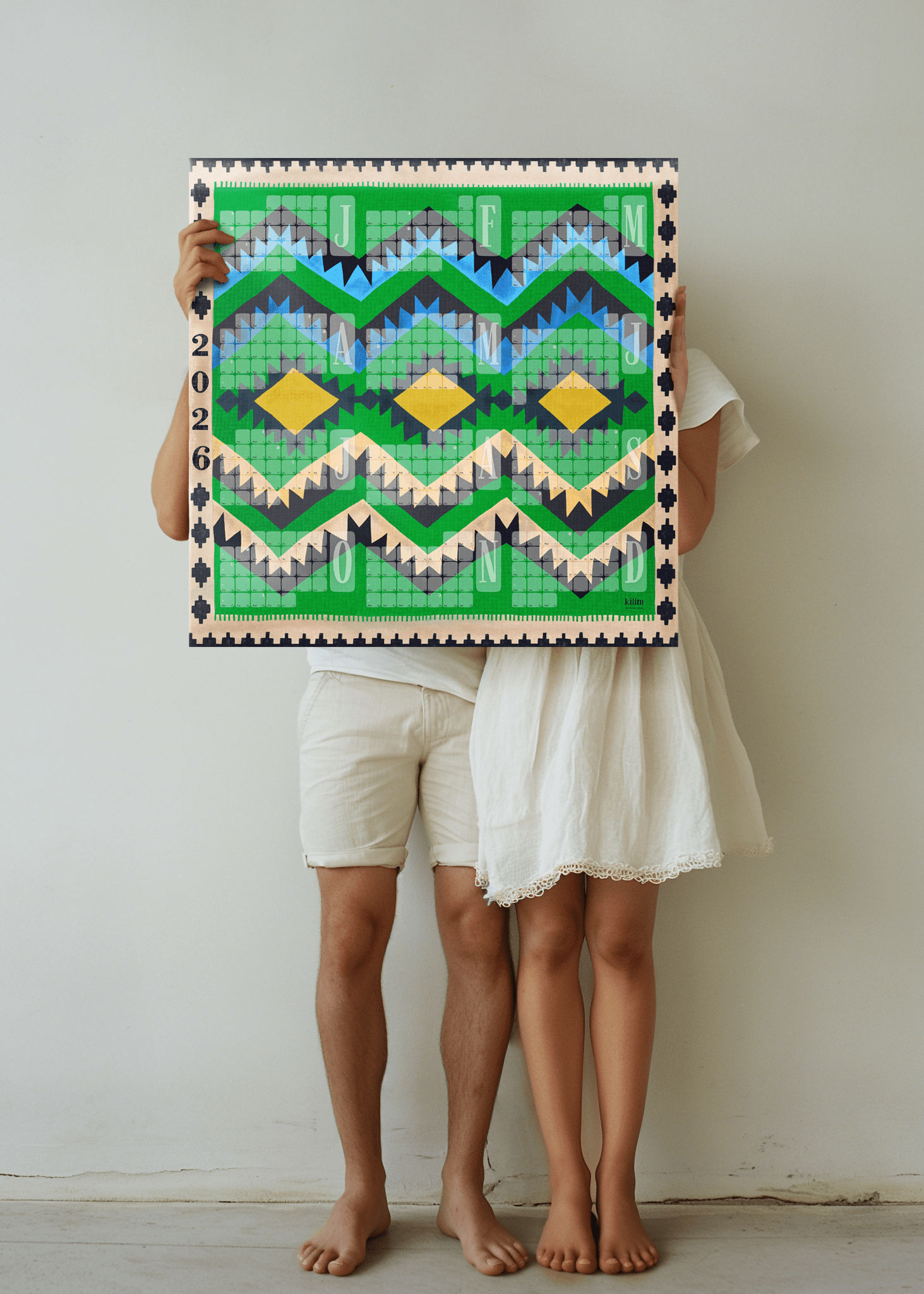 Wandkalender // Kilim Classic grün - Kilim