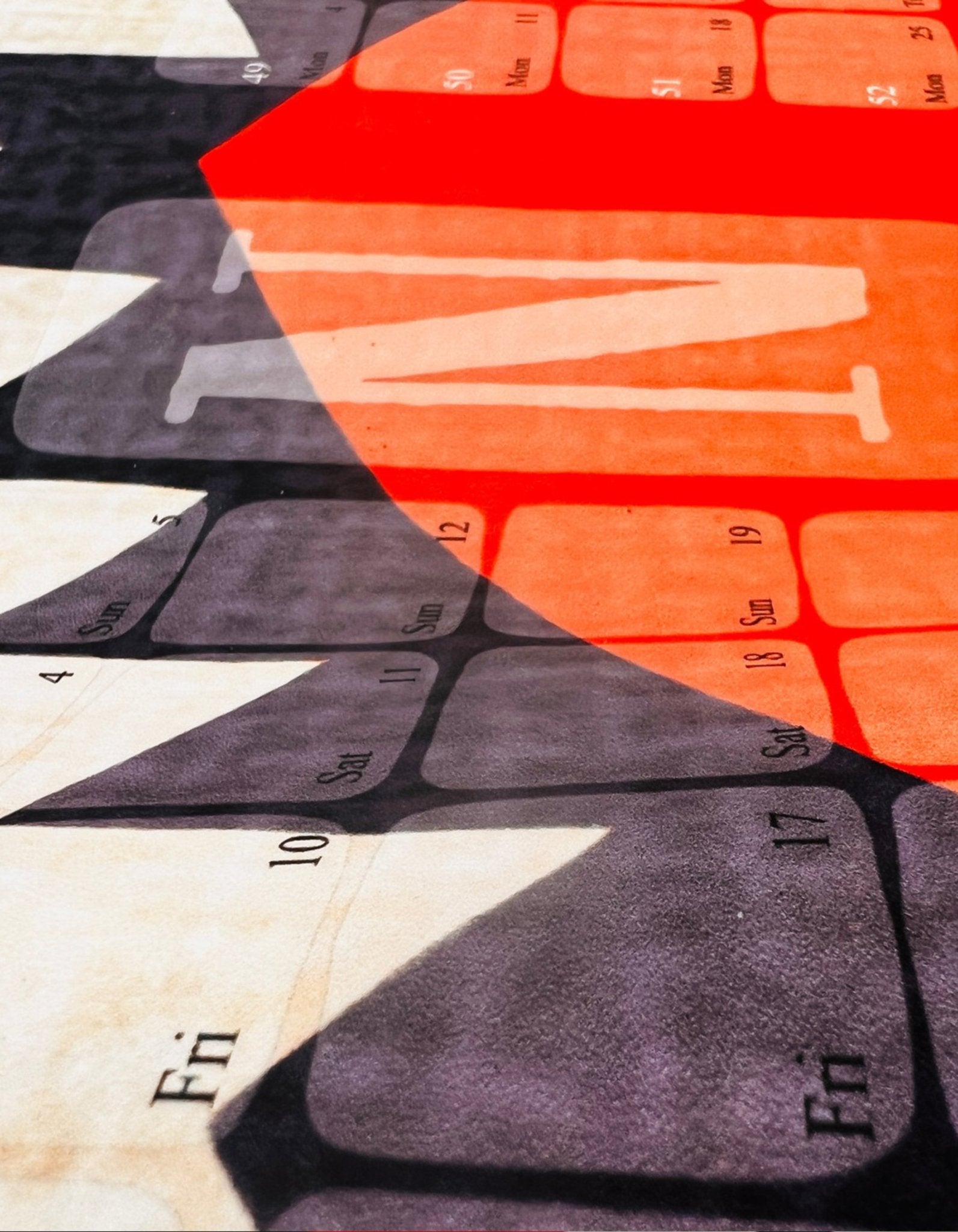 Typografischer Wandkalender // Kilim Classic rot - Kilim