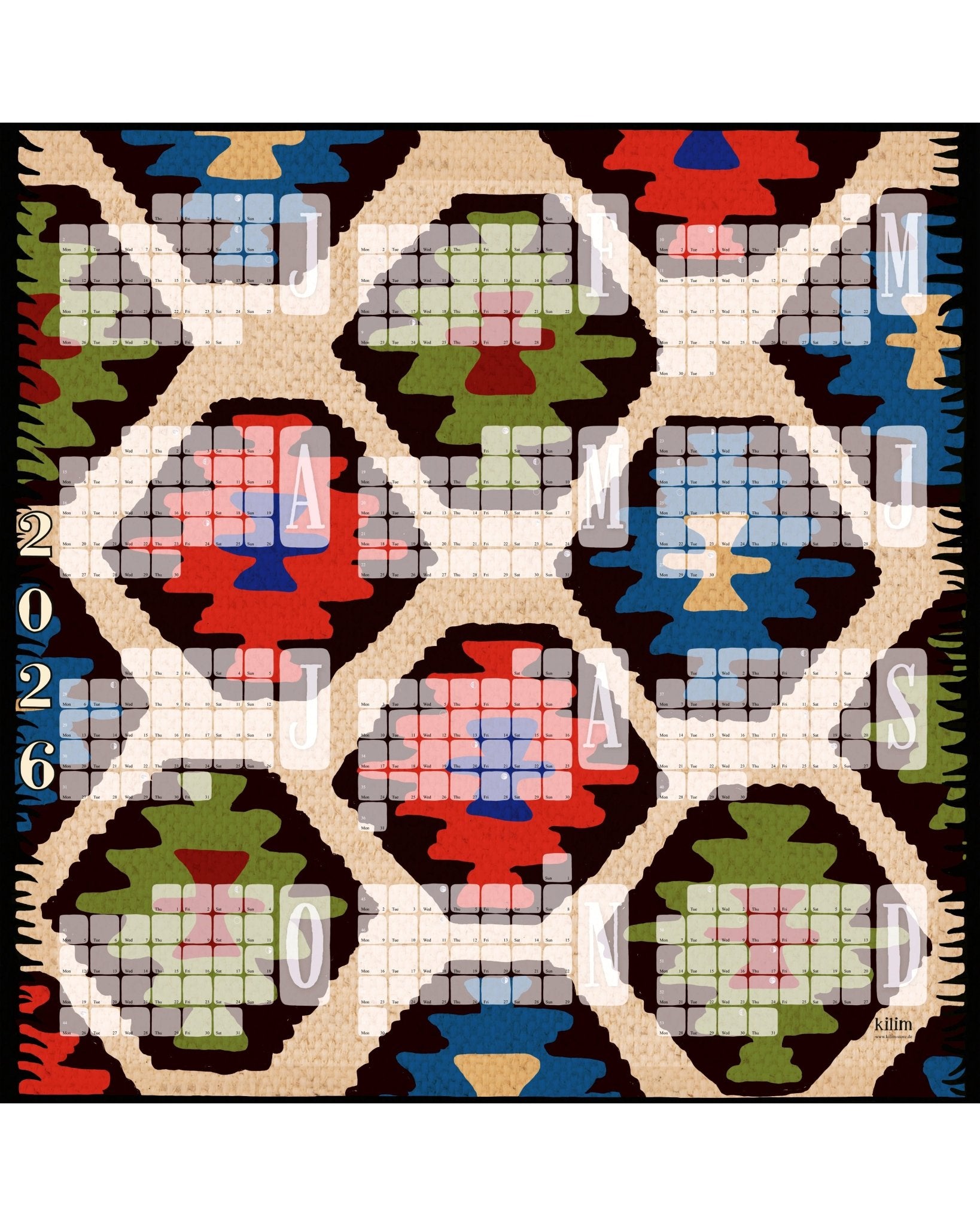 Wandkalender // Kilim Leo creme - Kilim