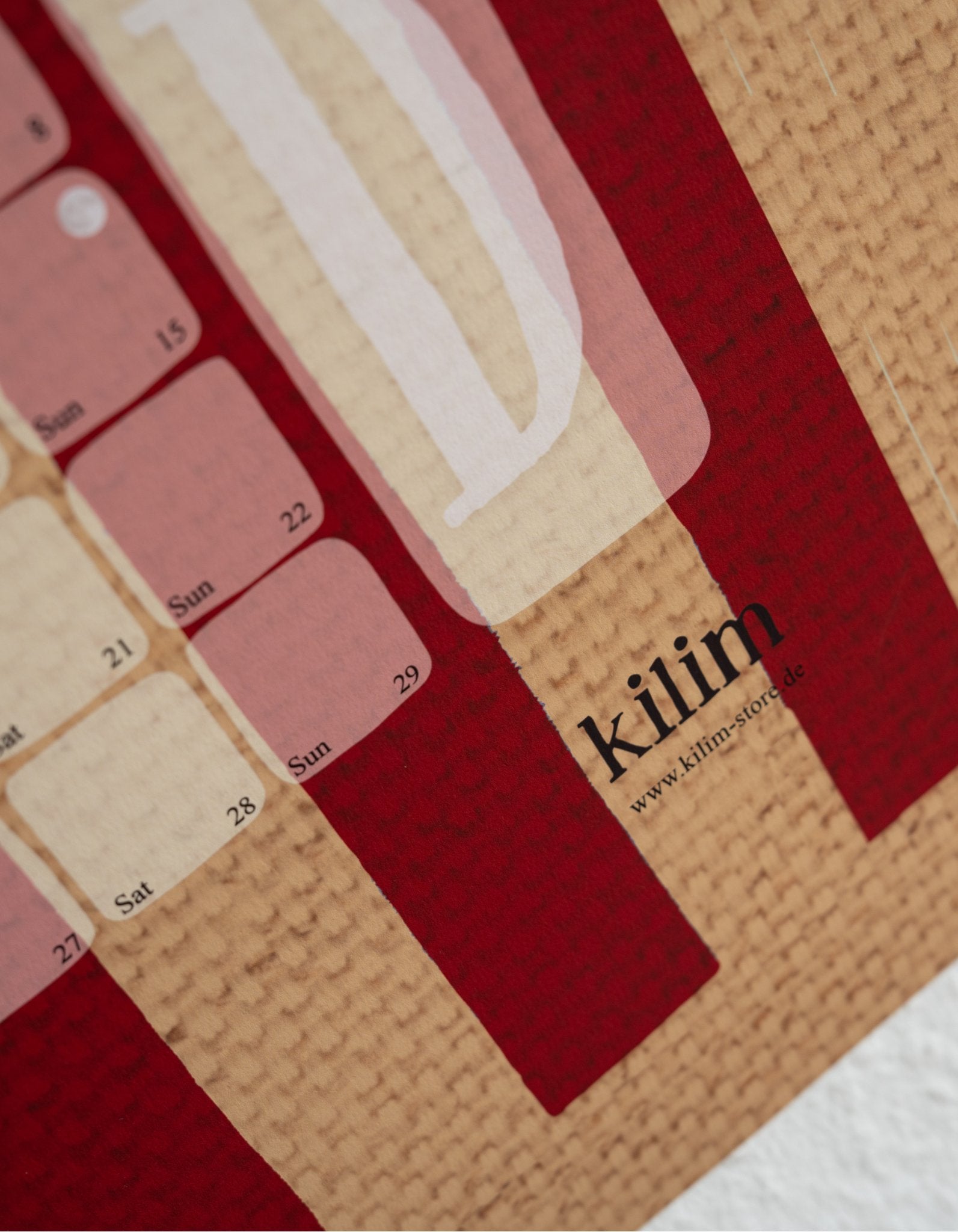 Wandkalender mit Notizfeld // Kilim Stripe creme rot - Kilim