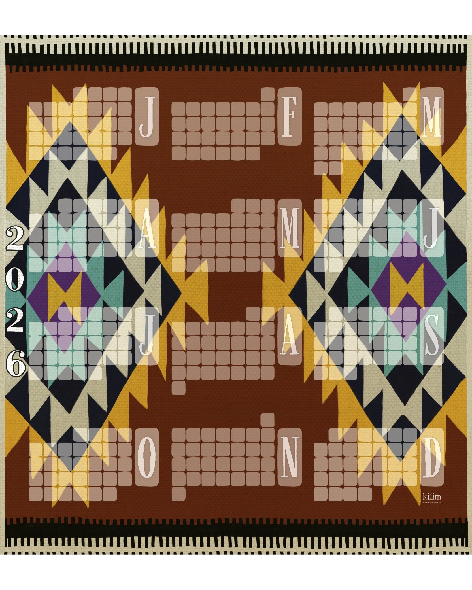 Wandkalender // Special Edition: Kilim Peacock braun - Kilim