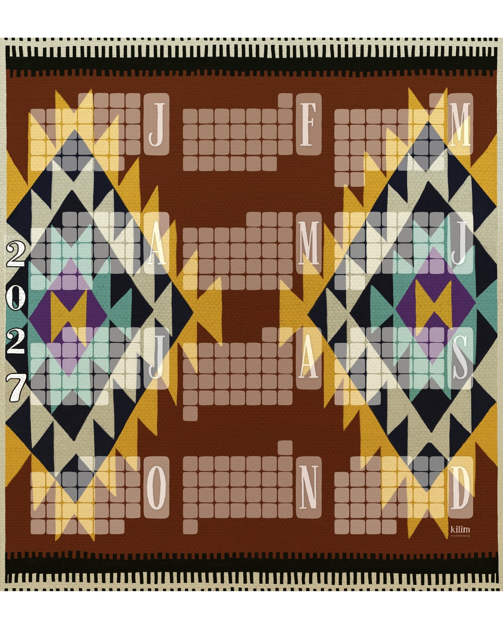 Wandkalender // Special Edition: Kilim Peacock braun - Kilim