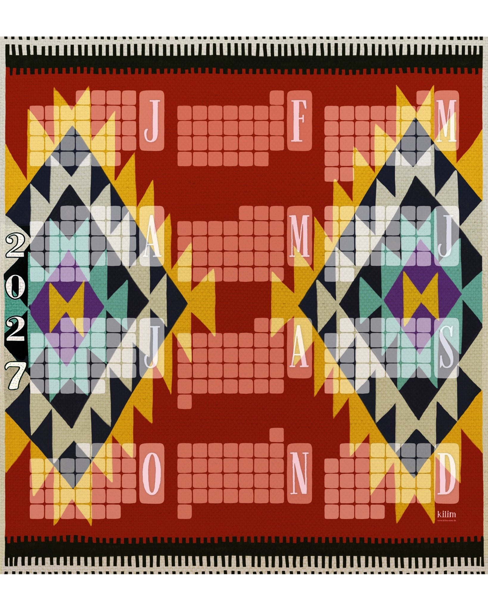 Wandkalender // Special Edition: Kilim Peacock rostbraun - Kilim