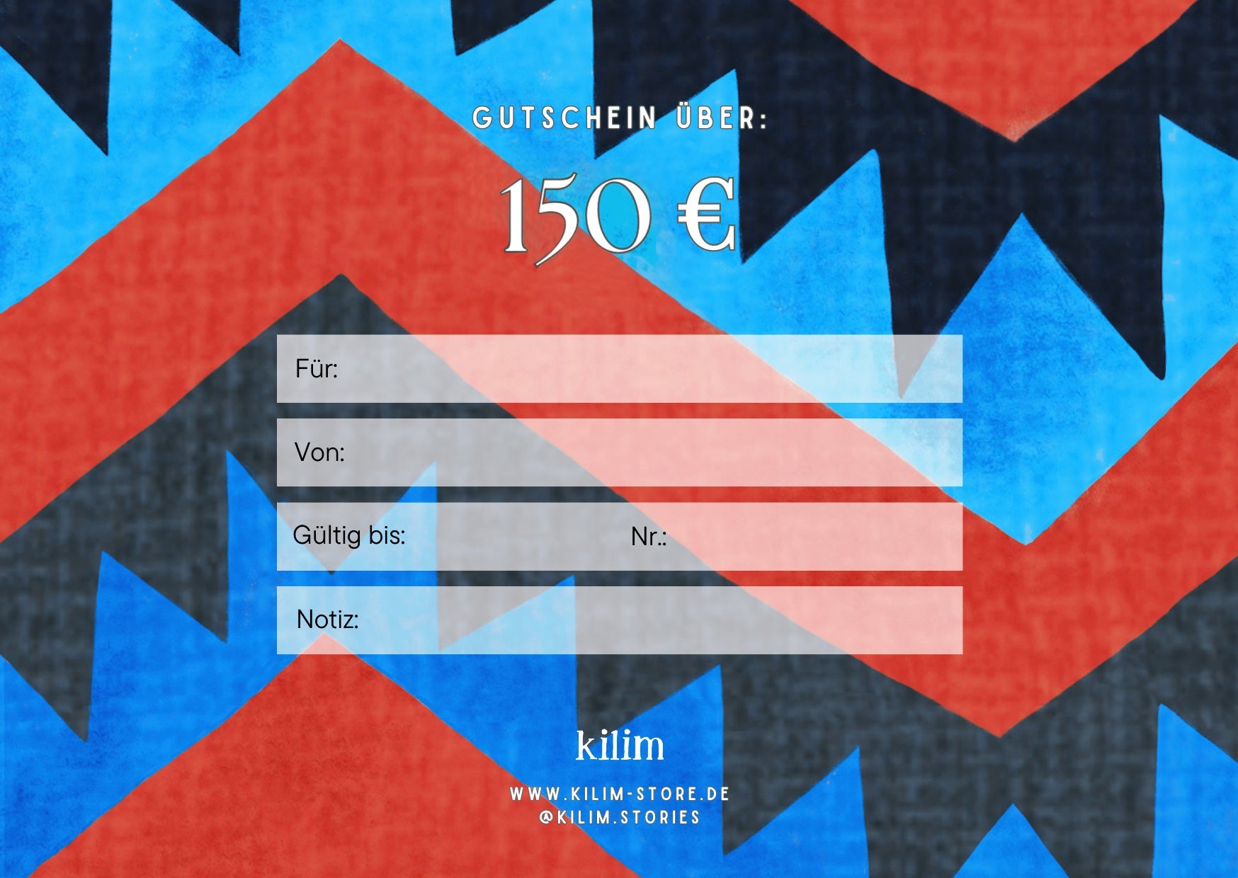 Geschenkgutschein rot (im Wert von 120 und 150 Euro) - Kilim