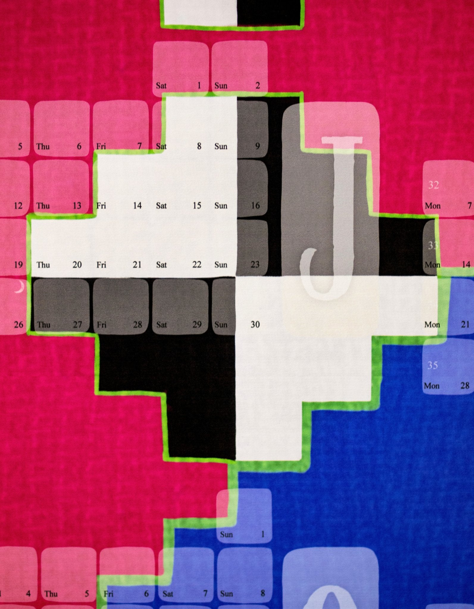 Designkalender Monatsübersicht // Mexiko blau pink - Kilim