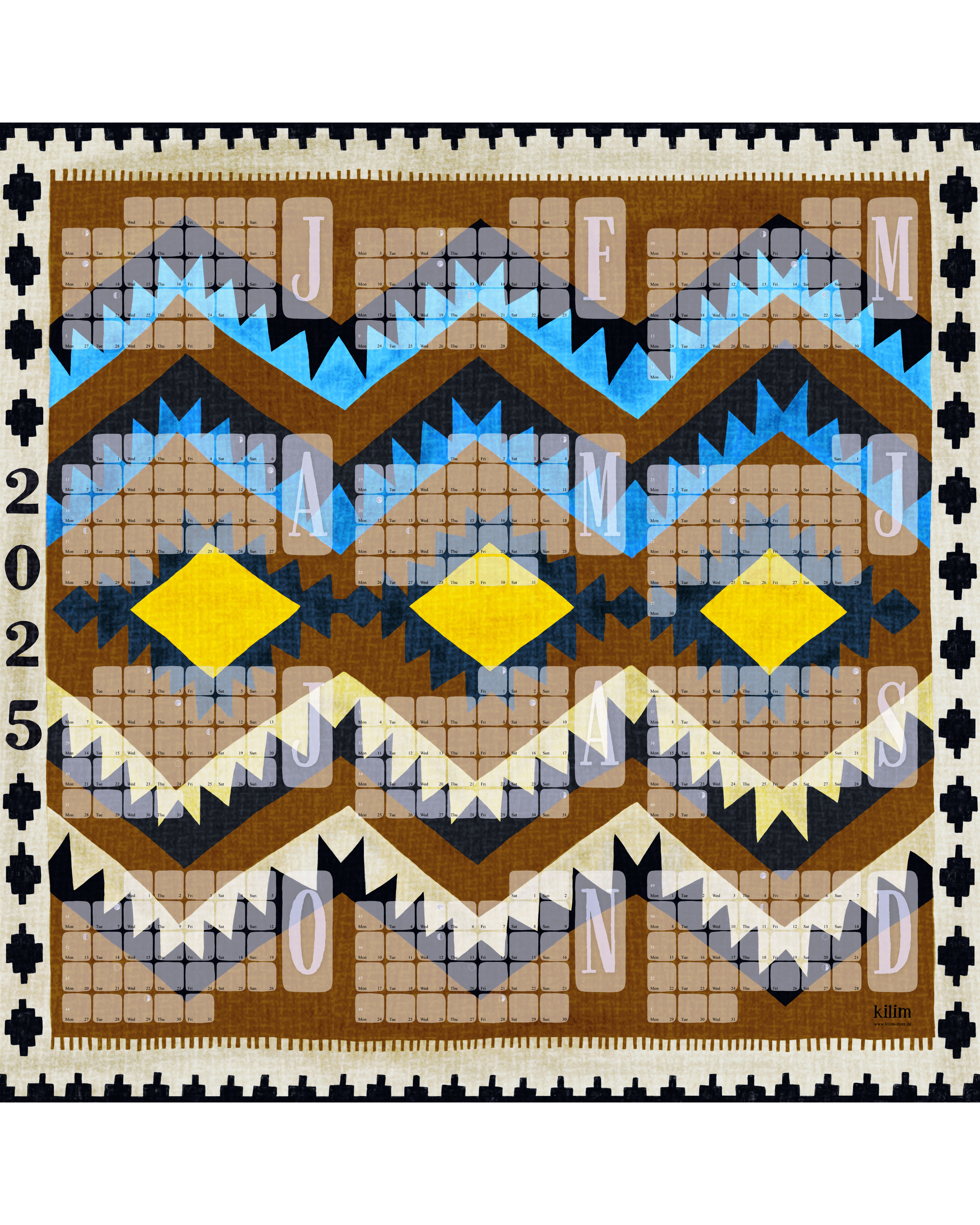 Calendario de pared 2024 // Kilim Classic marrón dorado