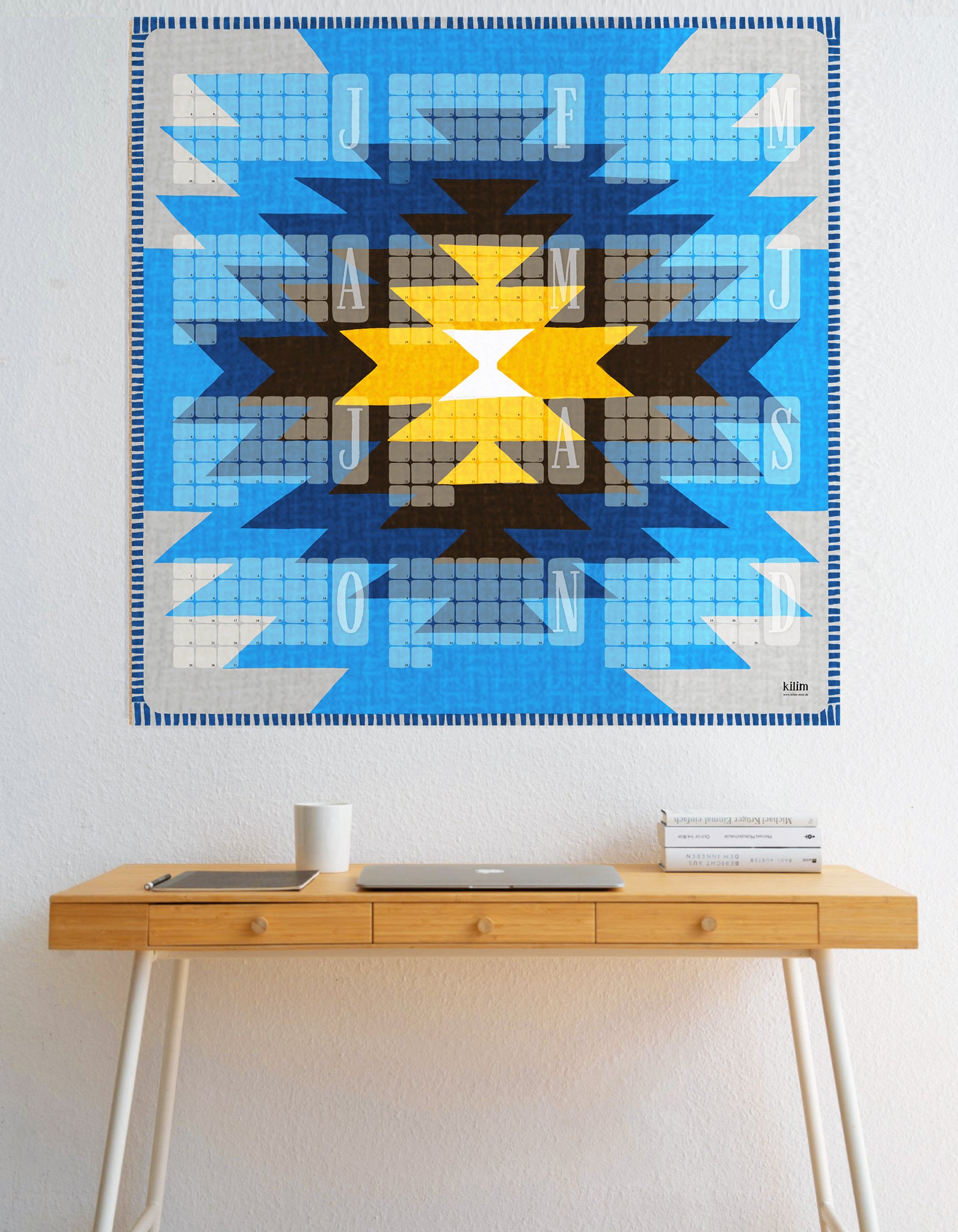 Gebrtstagskalender Wand Yamka azurblau - kilim