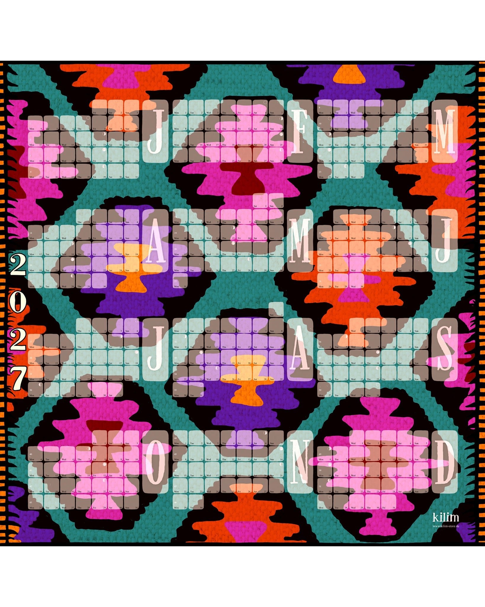 Fine Art Wandkalender // Kilim Leo mint - Kilim