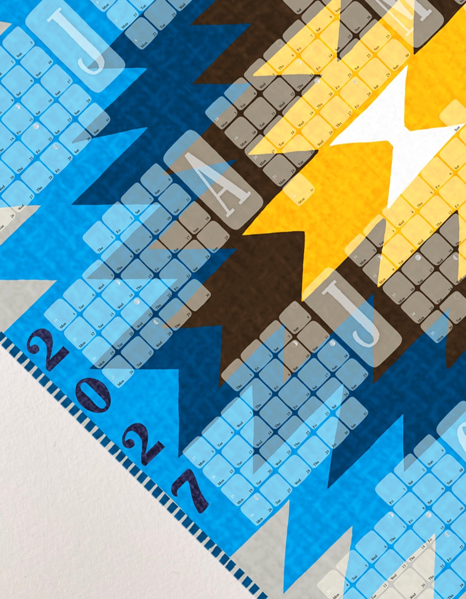 Fine Art Wandkalender // Kilim Yamka azurblau - Kilim