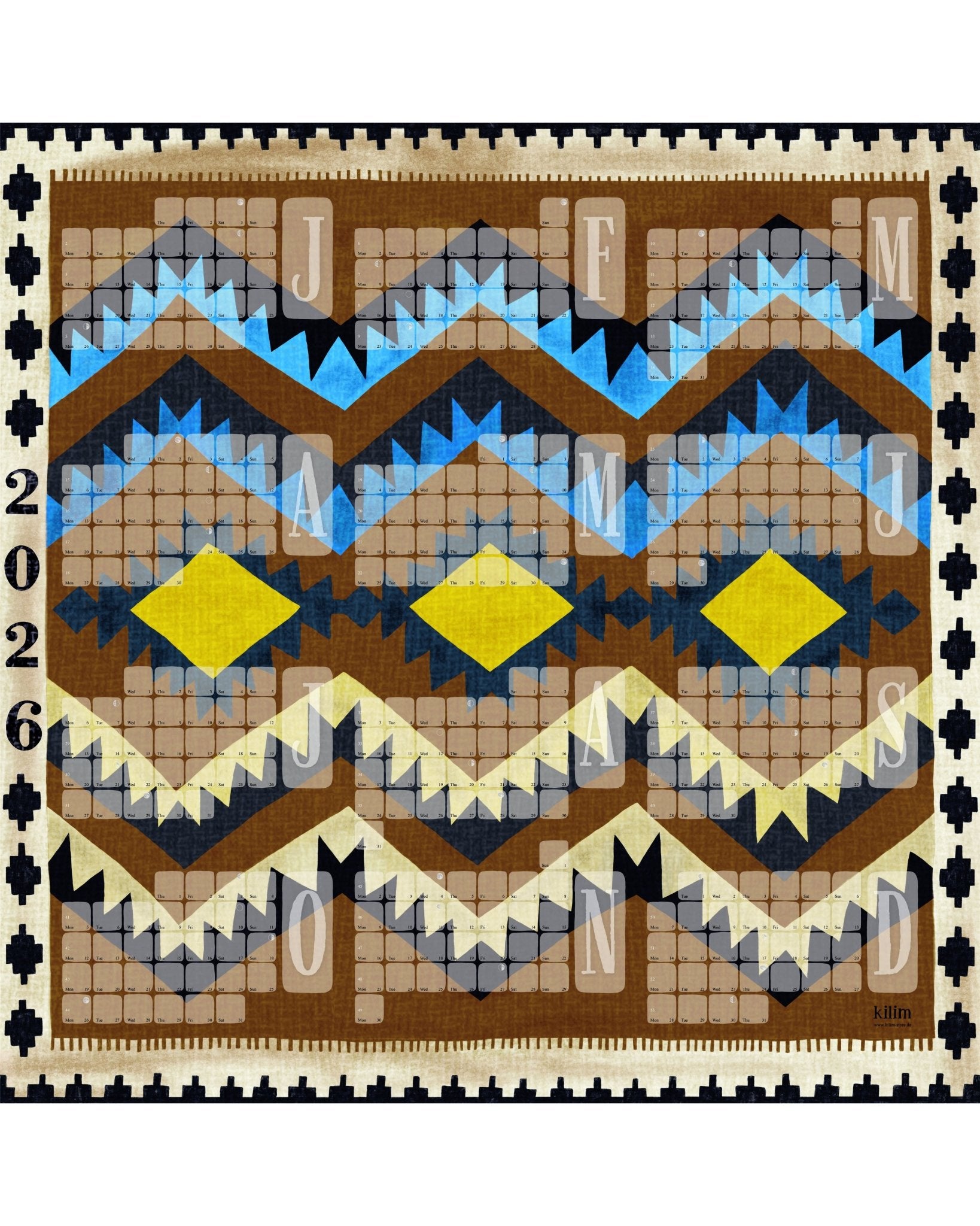 Limitierter Wandkalender // Kilim Classic goldbraun - Kilim