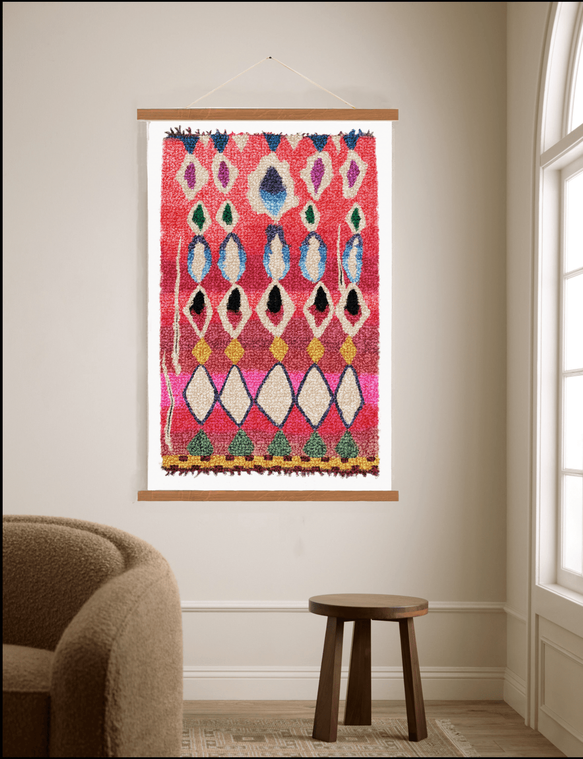 Set: Kunstdruck Berber rosa mit Magnetrahmen - Kilim