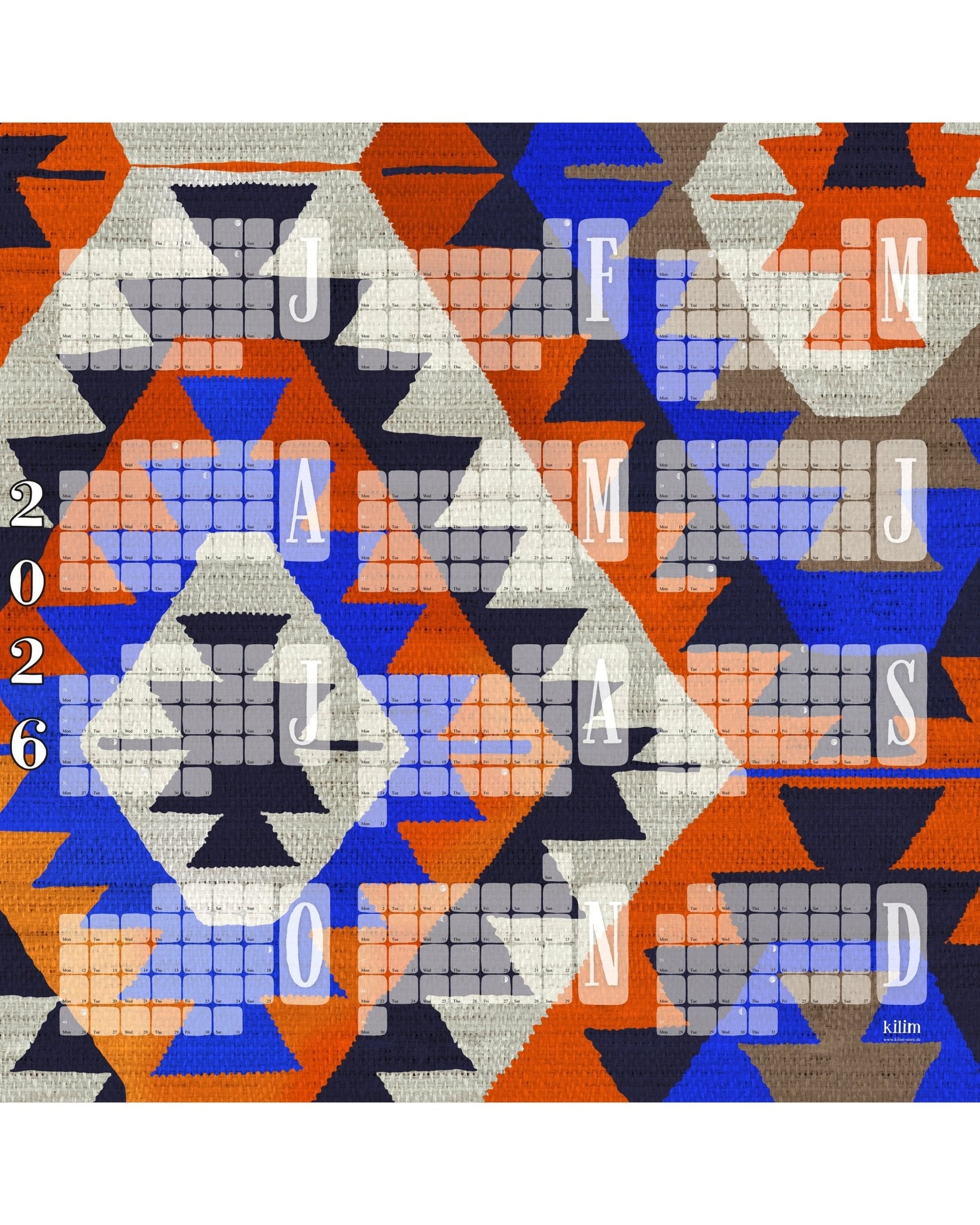 Wandkalender Kilim Diamond orange rot - Kilim