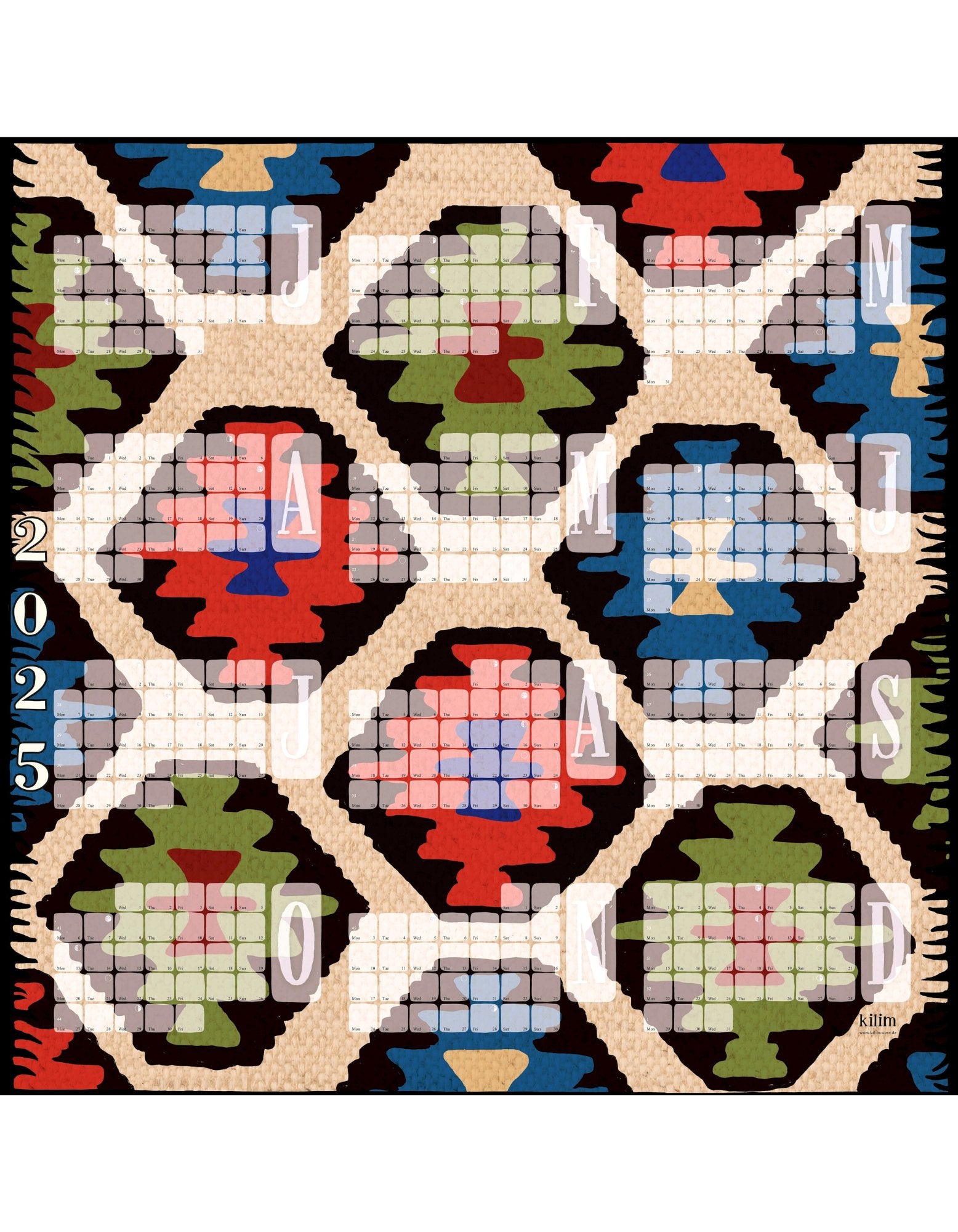 Wandkalender // Kilim Leo creme - Kilim