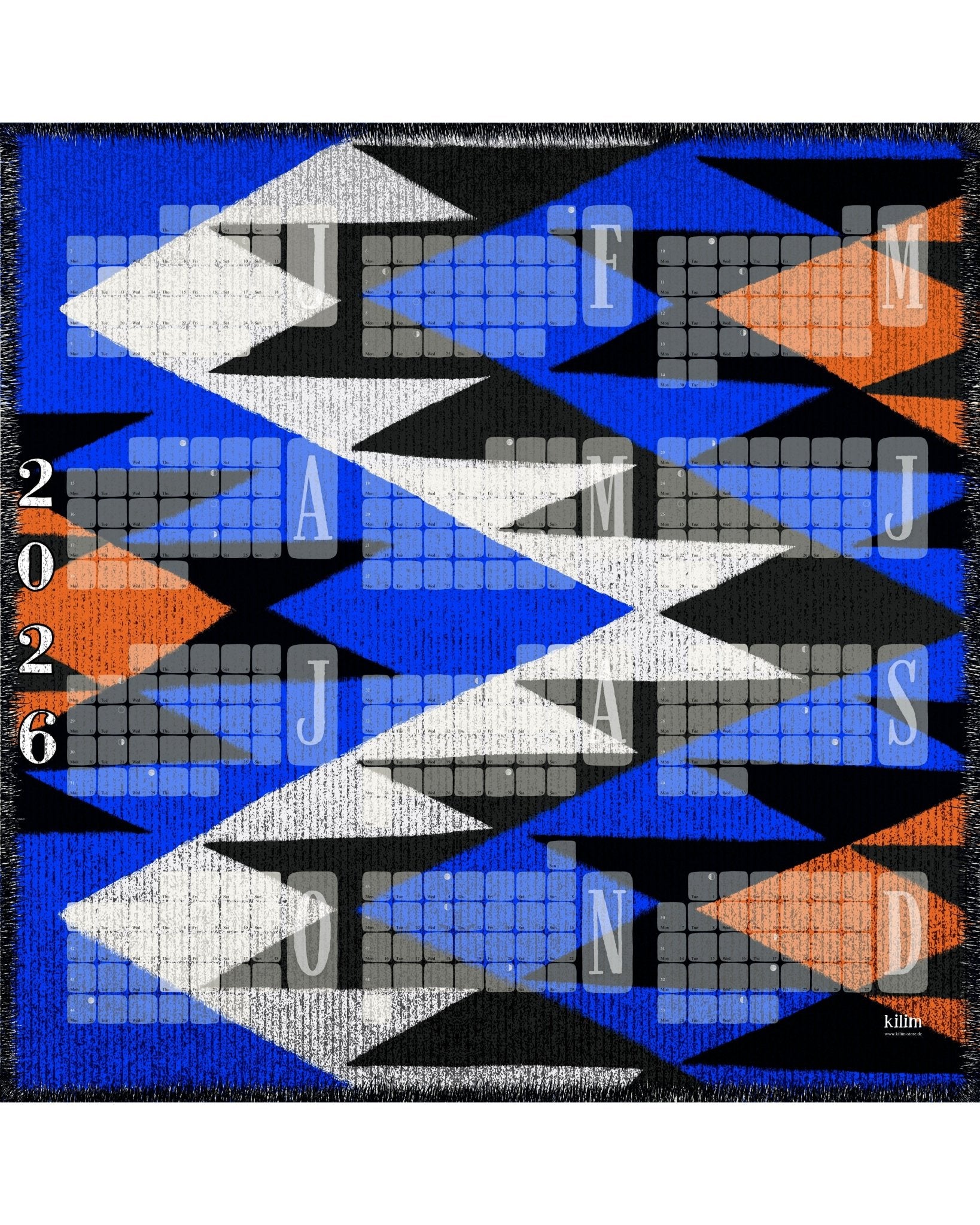 Wandkalender // Kilim Tiger blau - Kilim