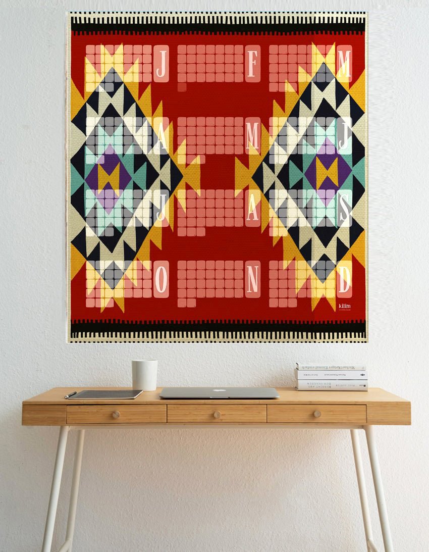 Wandkalender // Special Edition: Kilim Peacock rostbraun - Kilim