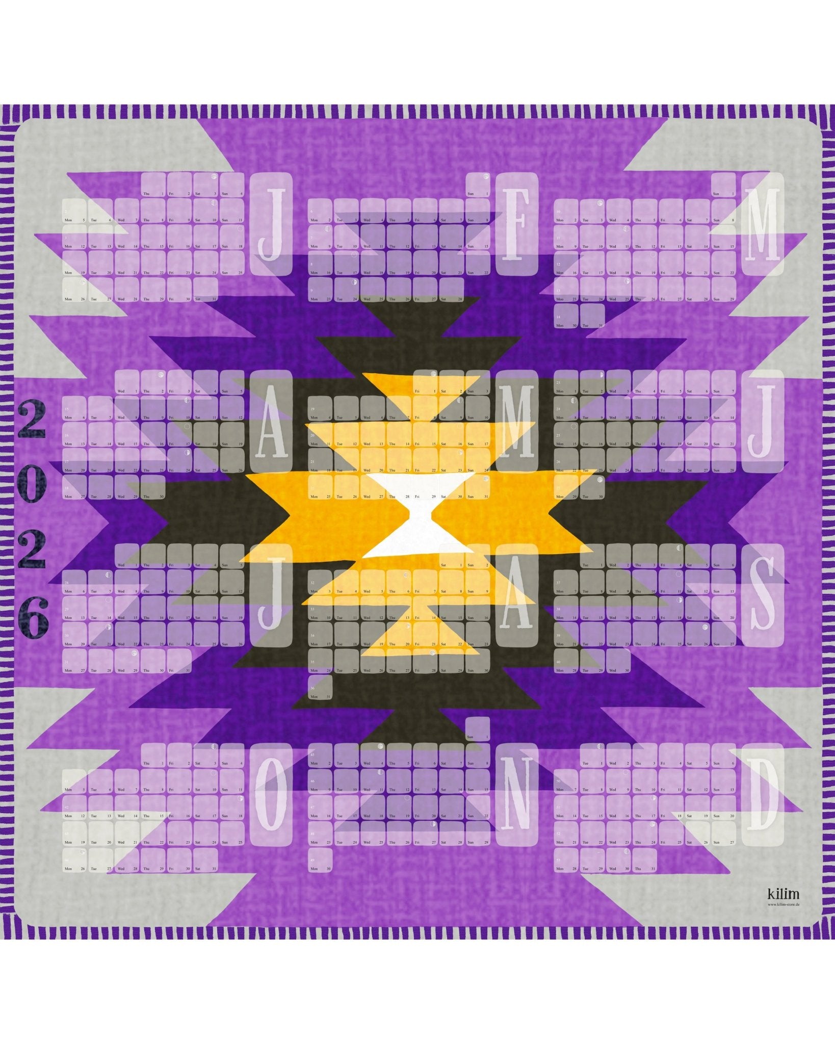 Wandkalender // Yamka violett - Kilim